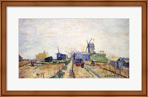 Framed Vegetable Gardens and the Moulin de Blute-Fin on Montmartre, 1887 Print