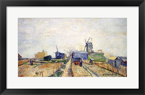 Framed Vegetable Gardens and the Moulin de Blute-Fin on Montmartre, 1887 Print