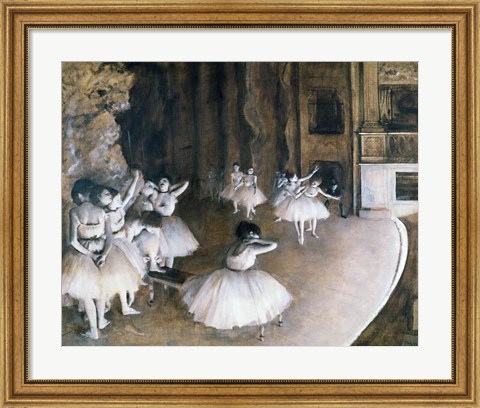 Framed Ballet Rehearsal on the Stage, 1874 Print