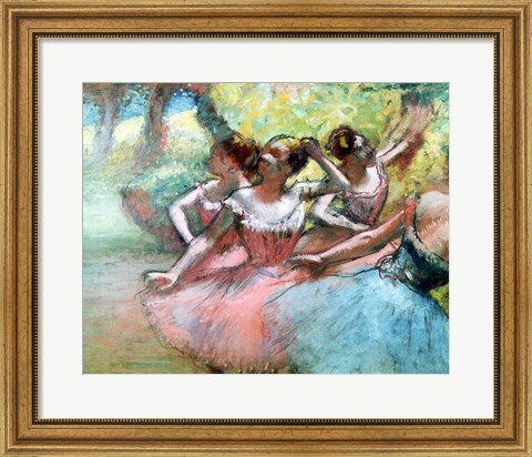 Framed Four ballerinas on the stage Print