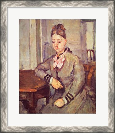 Framed Madame Cezanne Leaning on a Table Print