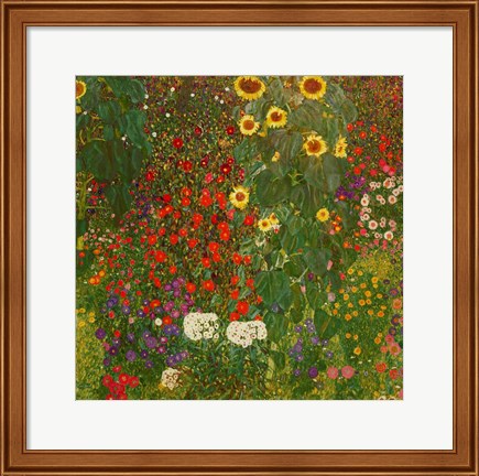 Framed Farm Garden with Flowers Print