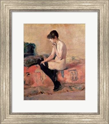 Framed Nude Woman Seated on a Divan, 1881 Print