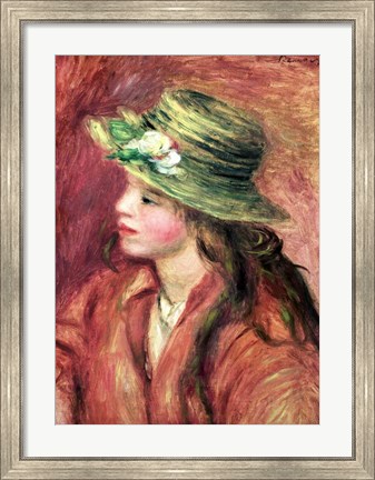 Framed Young Girl in a Straw Hat Print