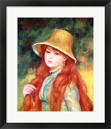 Framed Young girl in a straw hat, 1884 Print