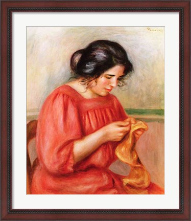 Framed Gabrielle darning, 1908 Print