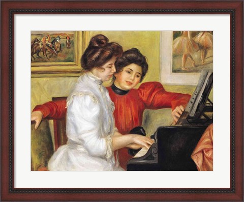 Framed Yvonne and Christine Lerolle at the piano, 1897 Print