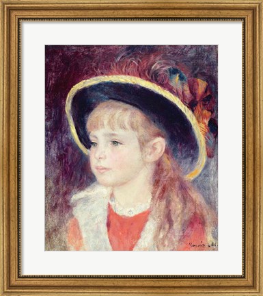 Framed Portrait of a Young Girl in a Blue Hat, 1881 Print