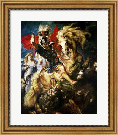 Framed St. George and the Dragon, c.1606 Print