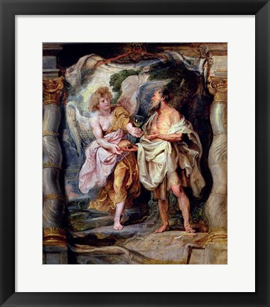 Framed Prophet Elijah and the Angel in the Wilderness Print