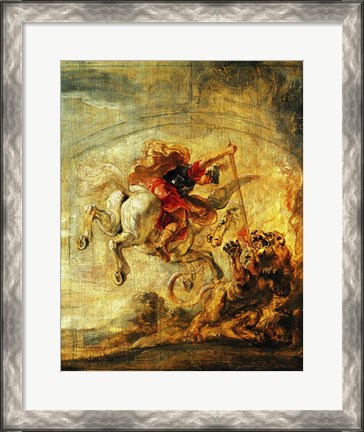 Framed Bellerophon Riding Pegasus Fighting the Chimaera Print