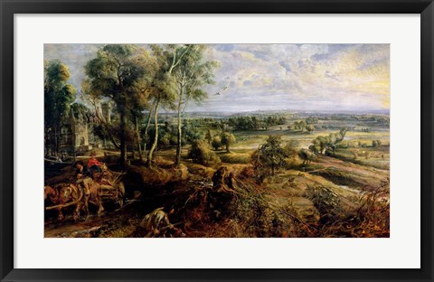 Framed Autumn Landscape with a view of Het Steen in the Early Morning Print