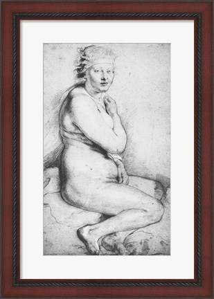 Framed Young nude woman seated Print