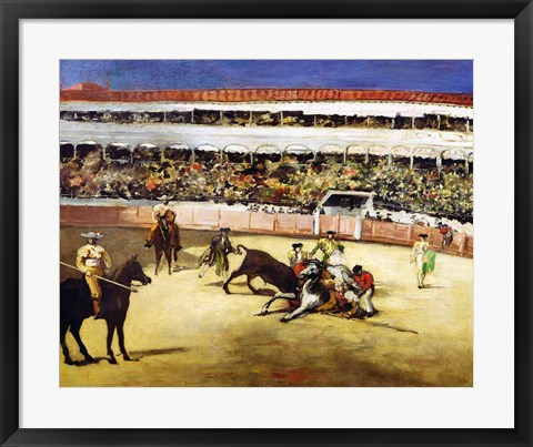 Framed Bull Fight, 1865 Print