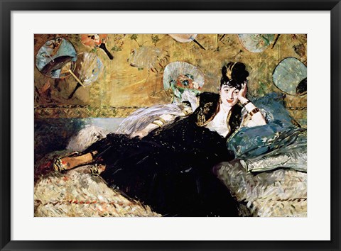Framed Lady with Fans Print