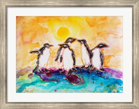 Framed Penguins Under the Sun Print