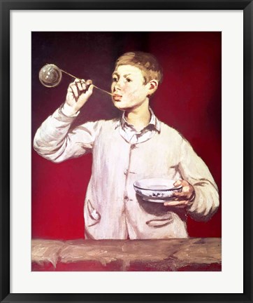 Framed Boy Blowing Bubbles Print