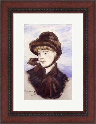 Framed Young Girl in a Brown Hat, 1882 Print