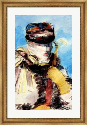 Framed Mery Laurent in a Veil Print