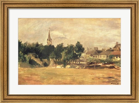 Framed Landscape with a Village Church Print