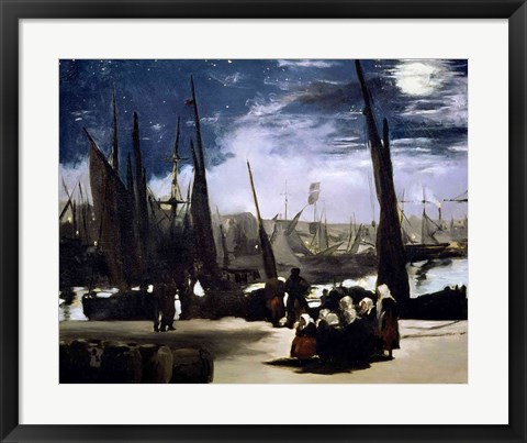 Framed Moonlight on Boulogne Harbour, 1868 Print