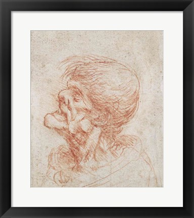 Framed Caricature Head Study of an Old Man Print