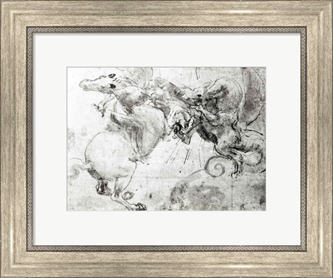 Framed Battle between a Rider and a Dragon, c.1482 Print
