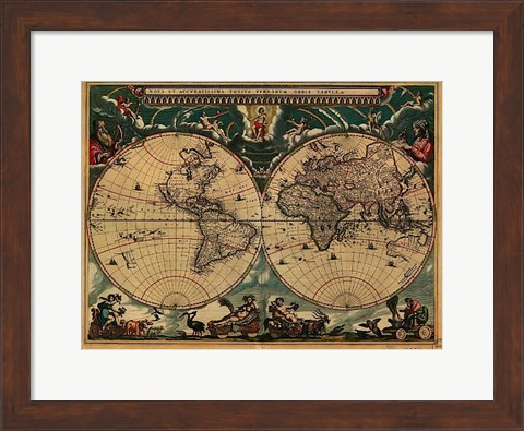Framed World Map 1664 Print