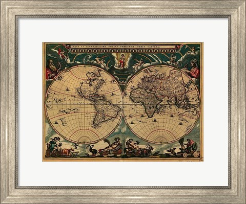 Framed World Map 1664 Print