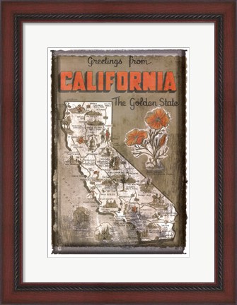 Framed Greetings from California Print