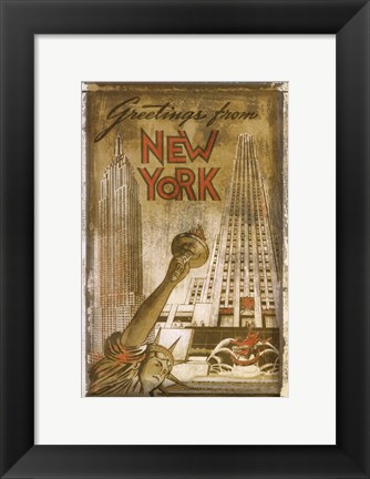 Framed Greetings from New York Print