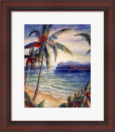Framed Tropical Breeze I - palm trees Print