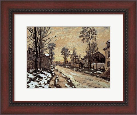 Framed Road at Louveciennes, Melting Snow, Sunset Print