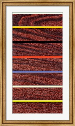 Framed Woodgrain &amp; Stripe Print