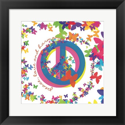 Framed Peace, Love, and Harmony Print