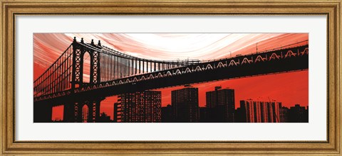 Framed Manhattan Bridge Aura Print