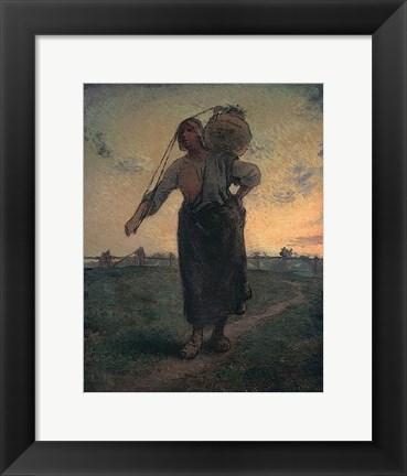 Framed Norman Milkmaid in Gr&#233;ville, 1874 Print