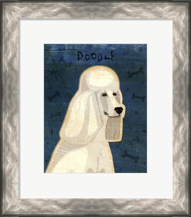 Framed Poodle (white) Print