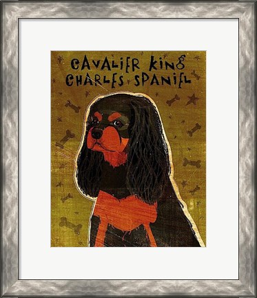 Framed Cavalier King Charles (black and tan) Print