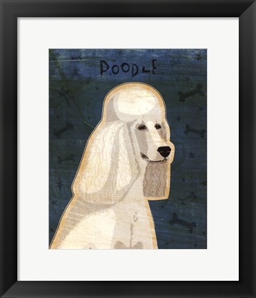 Framed Poodle (white) Print