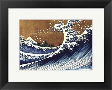 Framed Big Wave (from 100 views of Mt. Fuji) Print