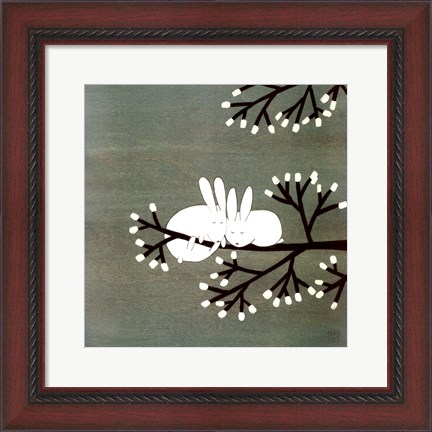 Framed Rabbits on Marshmallow Tree Print