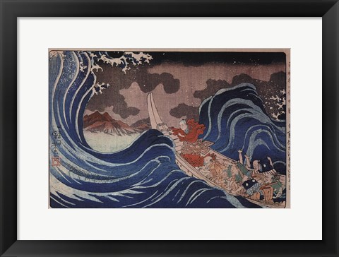 Framed Nichiren Calms a Storm in Kakuda Print