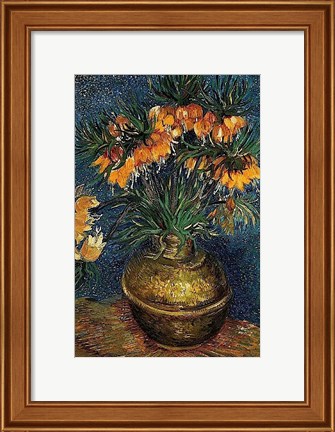 Framed Crown Imperial Fritillaries in a Copper Vase, 1886 Print
