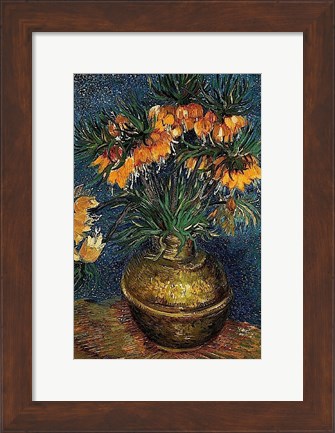 Framed Crown Imperial Fritillaries in a Copper Vase, 1886 Print