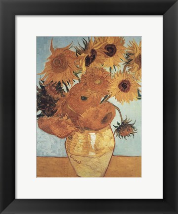 Framed Sunflowers on Blue, 1888 Print