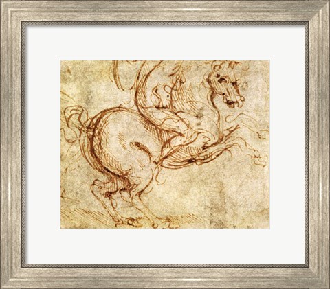 Framed Horse and Cavalier Print