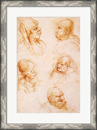 Framed Five Studies of Grotesque Faces Print
