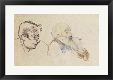 Framed Portrait of Pissarro by Gauguin and Portrait of Gauguin by Pissarro Print