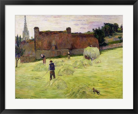 Framed Haymaking in Brittany, 1888 Print